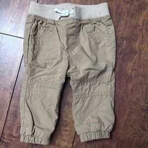 Cat & Jack tan khaki lined  joggers 3-6 months